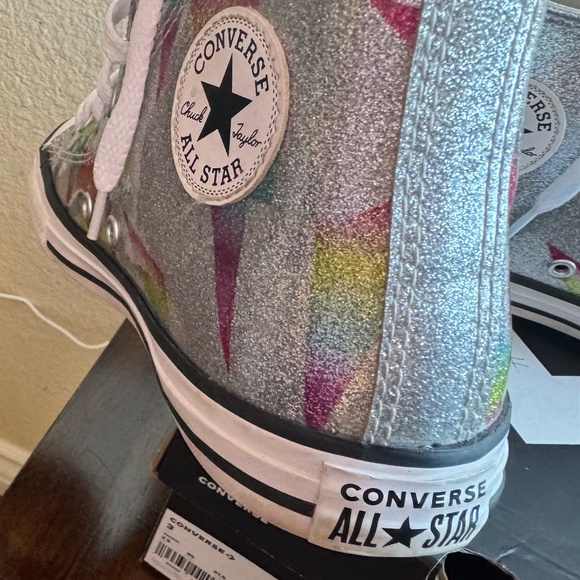 CTAS HI- Converse Girls High Tops, Silver, Aqua, White - Picture 7 of 15